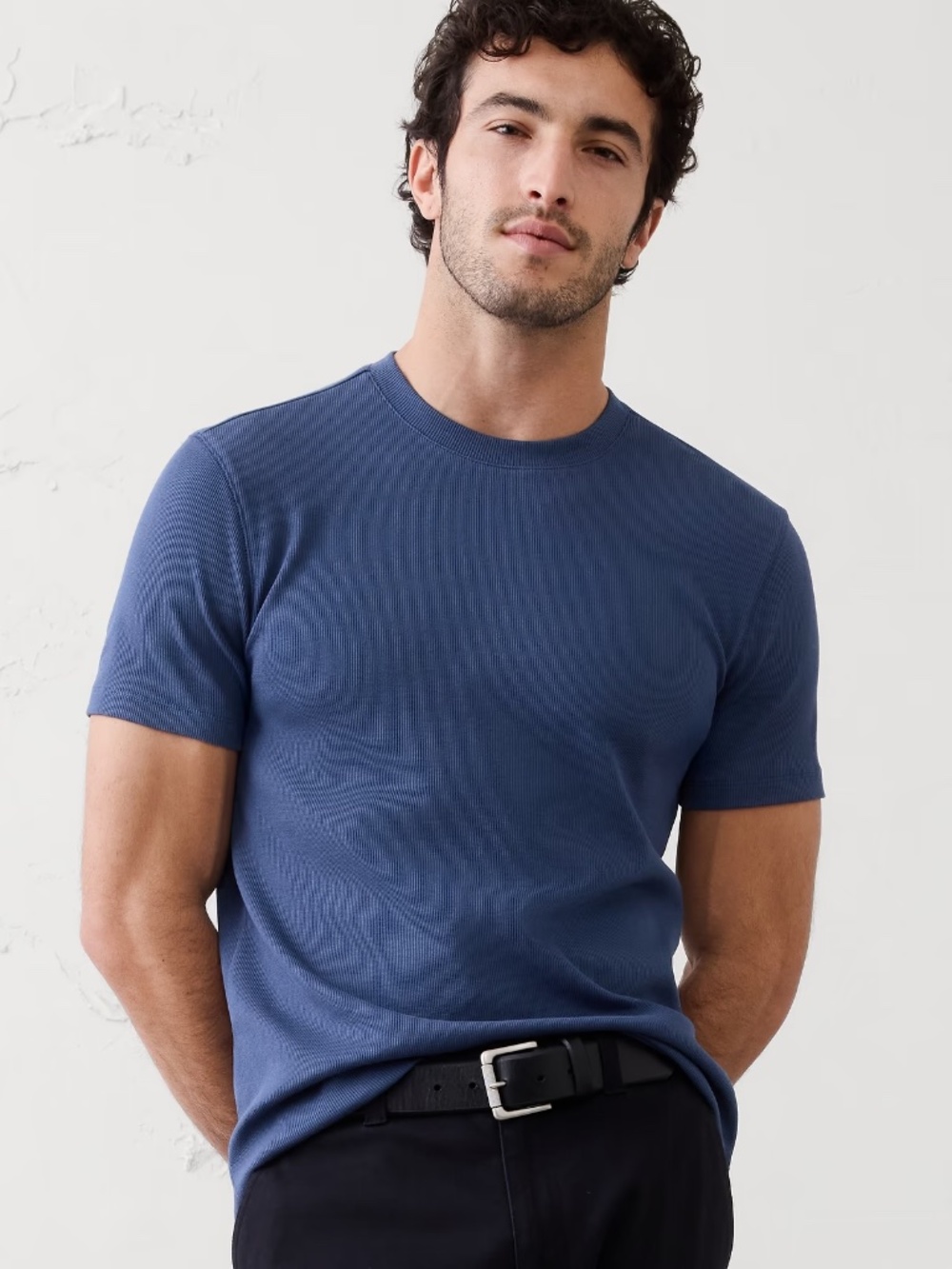 Banana Republic Men's Mini Ribbed Shirt NWOT - Large - Navy blue